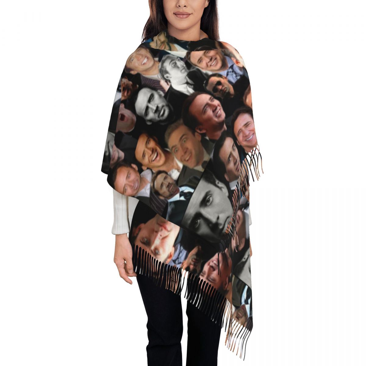 Pashmina Wrap Large - Nicolas Cage Collage Schal Wraps Damen