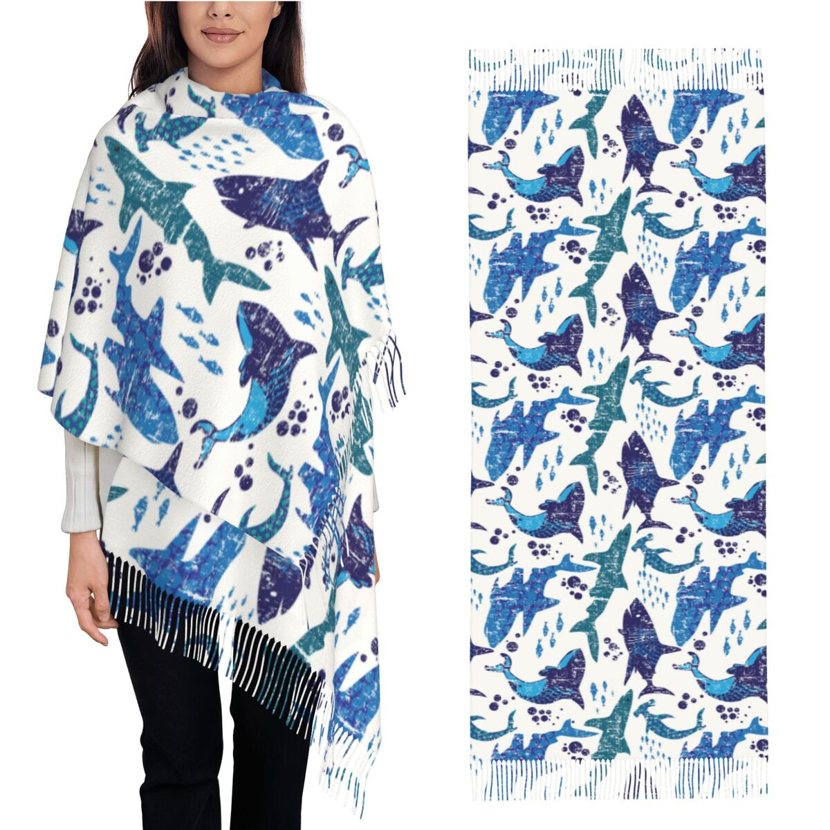 Hai Unterwasserwelt Ozean Meer – Pashmina Wrap Large Bewertung und Preis