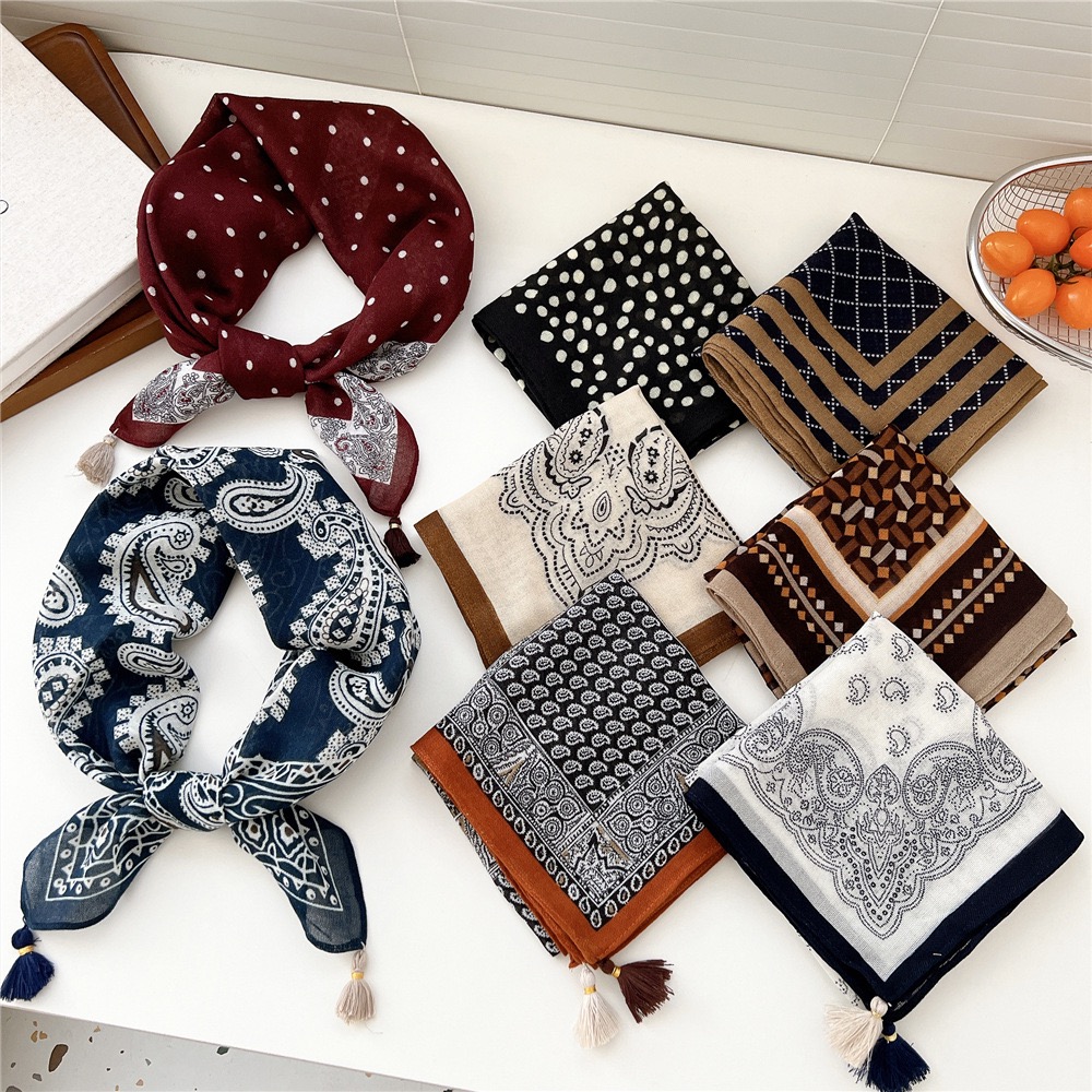 Vintage-Quasten-Quadratschal f – Bandana Cotton Bewertung und Preis