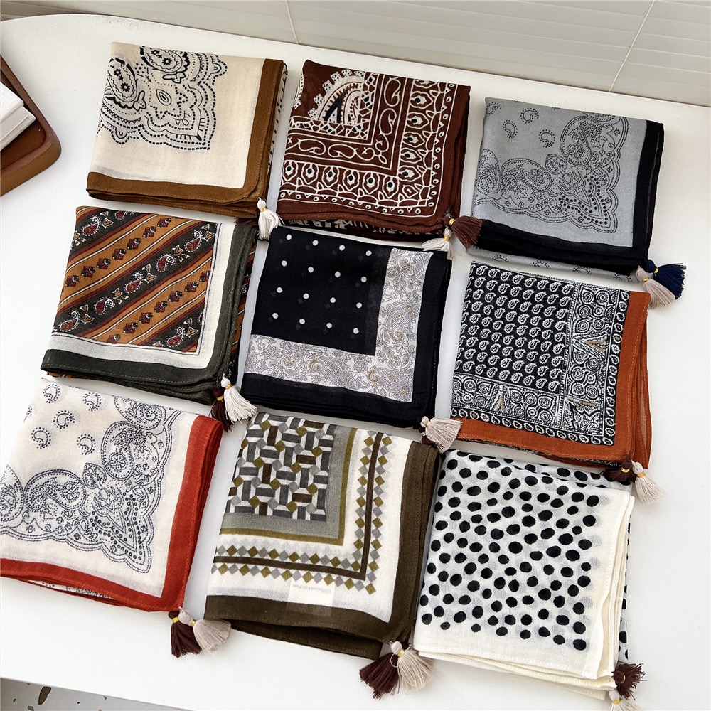 Vintage-Quasten-Quadratschal f – Bandana Cotton Bewertung und Preis