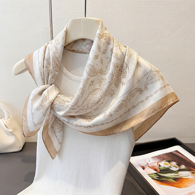 Vintage Beige Paisley-Druck Qu – Head Wrap Turban Bewertung und Preis