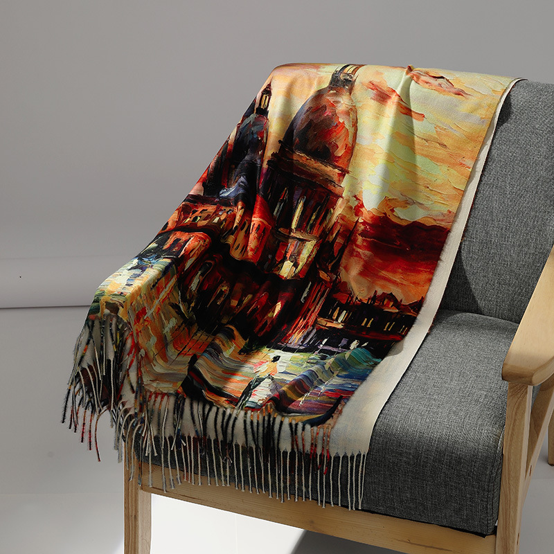 Luxus Marke Ölgemälde Kaschmir – Muffler Men Wool Bewertung und Preis